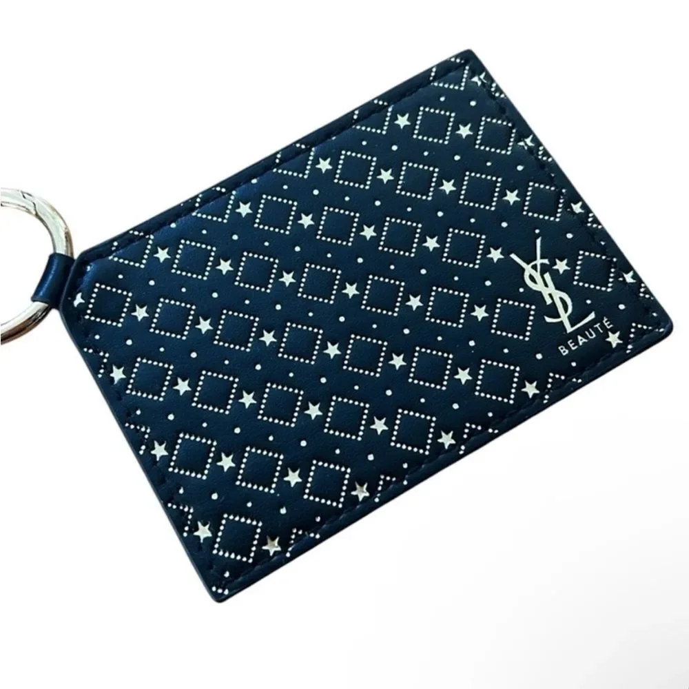 YSL Yves Saint Laurent Beaute Card Mirror w/ Key Ring Black/Gold Novelty GWP